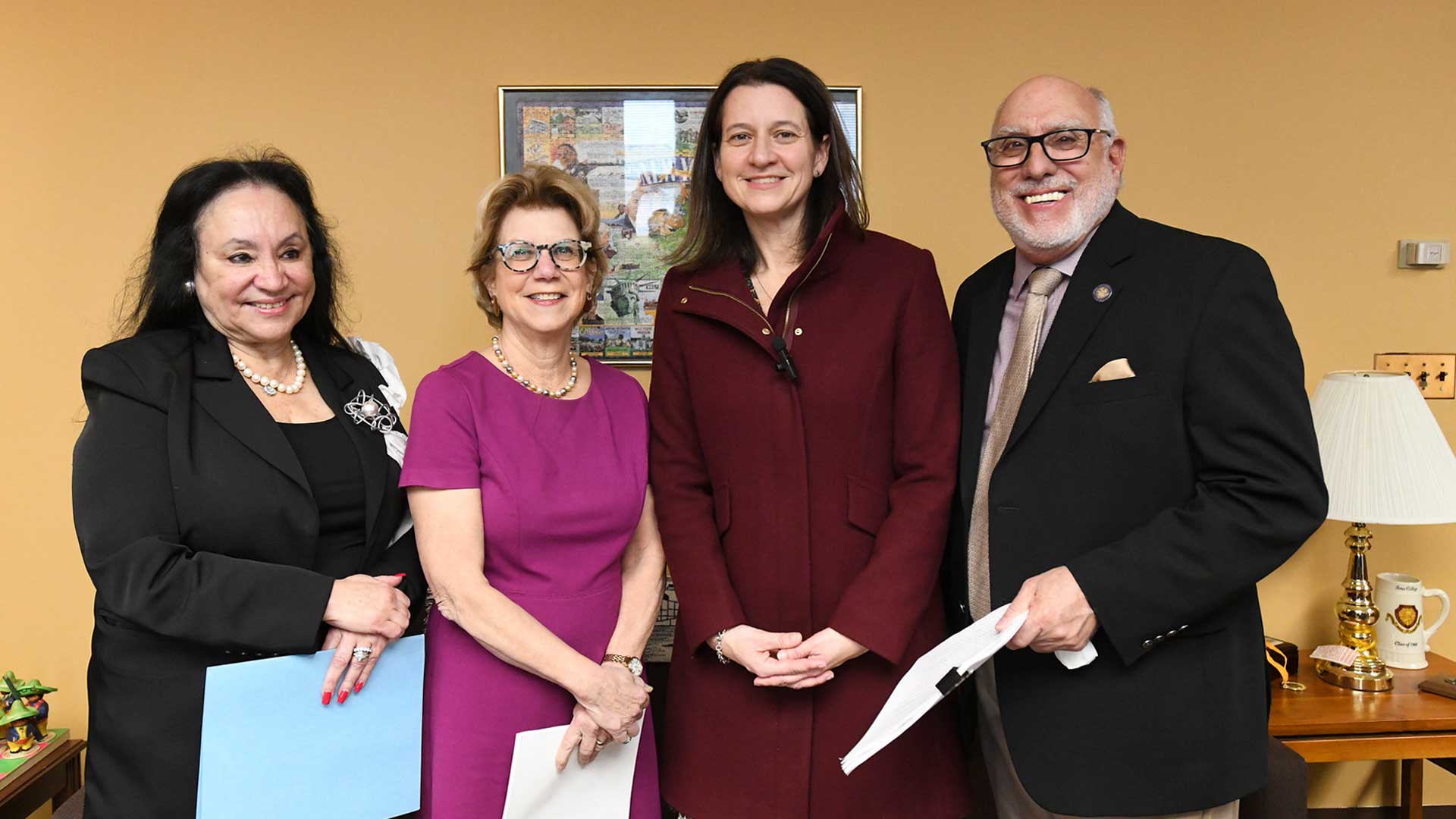 President Melinda Person and the State Education Commissioner jointly deliver new legislation to the Legislature's education leaders, Senator Shelley Mayer and Assemblymember Michael Benedetto, that would rewrite the flawed teacher evaluation system and restore local control.